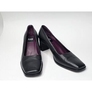 Glacee Women's Heels Size 8 M Black Leather Slip On Shoes Vintage